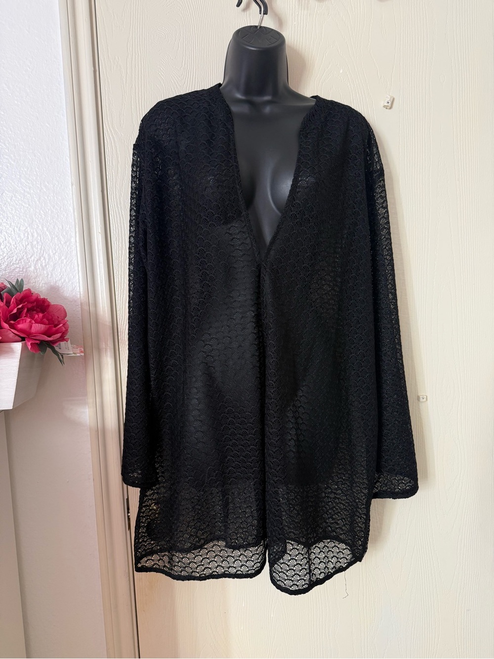 H&M Black Lace Sheer Swim Cover-Up